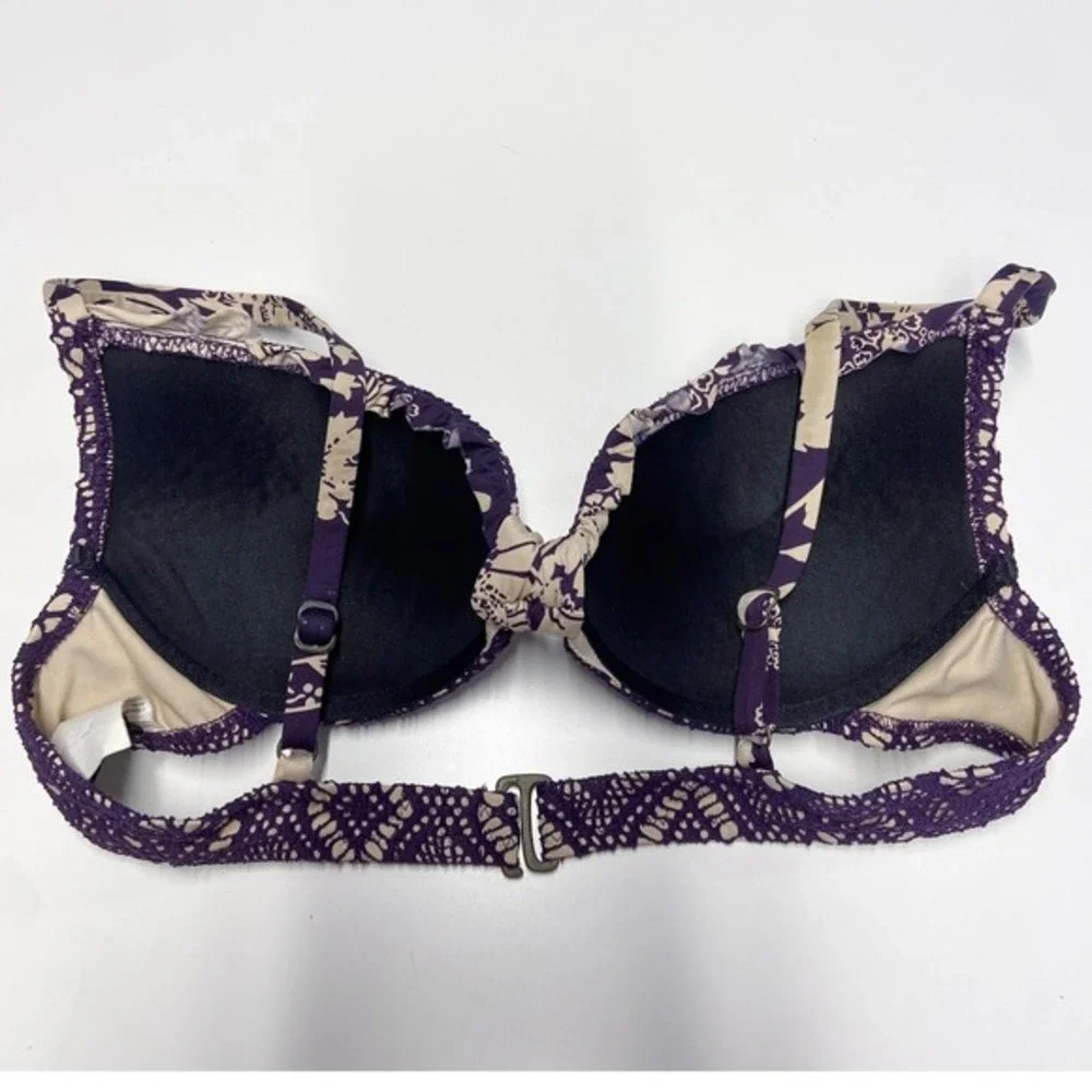 BECCA by Rebecca Virtue Purple Crochet Bikini Swimsuit Set Size‎ M Top L Bottoms